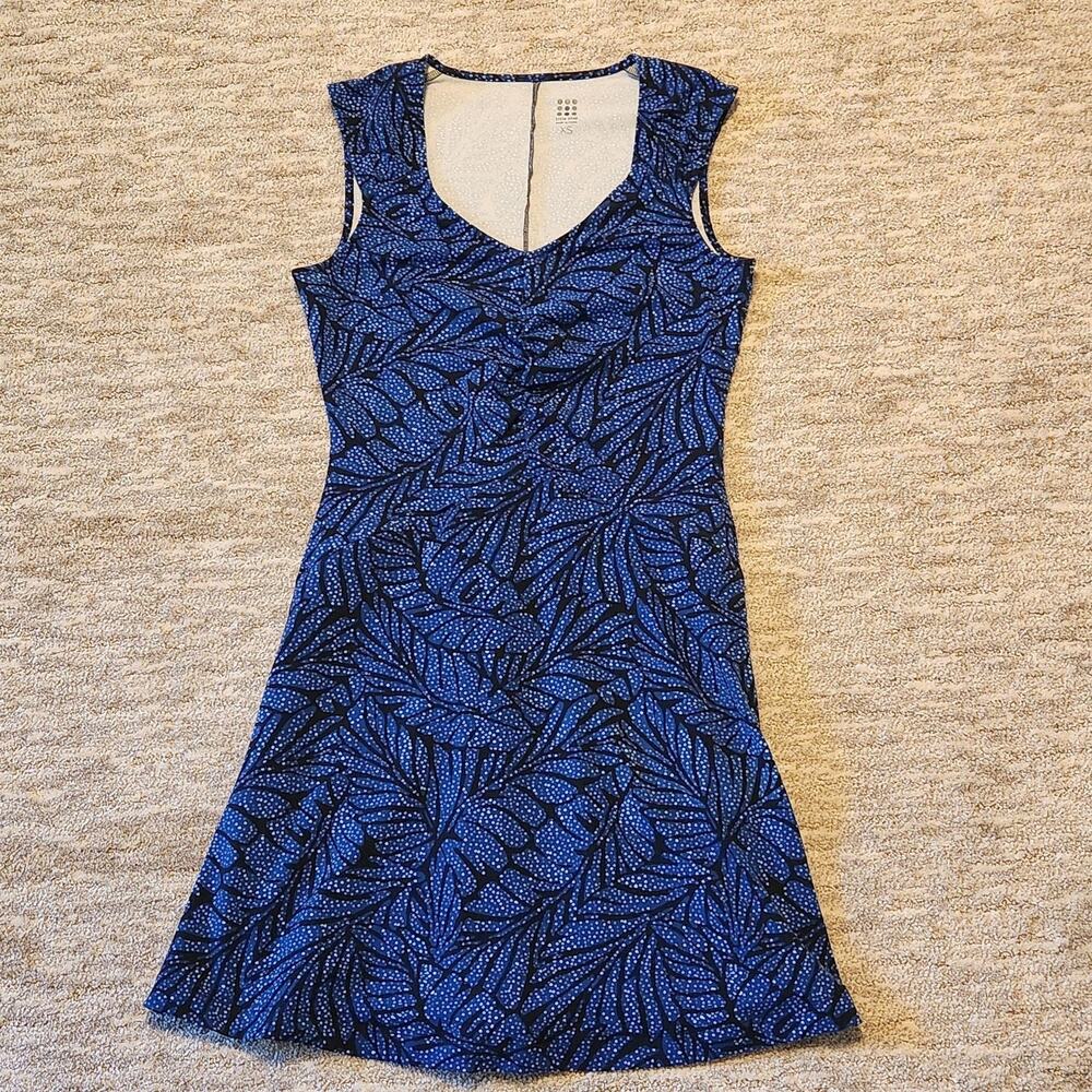 Title Nine On The Rocks Dress Womens XS Blue Floral Sleeveless V Neck A Line